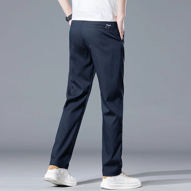 2026 Spring Summer Men's Lightweight Slim Straight Casual Pants Premium Lyocell Micro-elastic brand clothing youth thin trousers