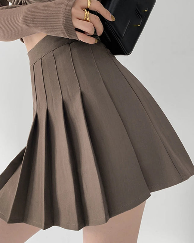 High Waist Pleated Skirt - VOLDRI