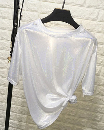 Shiny loose T-shirt