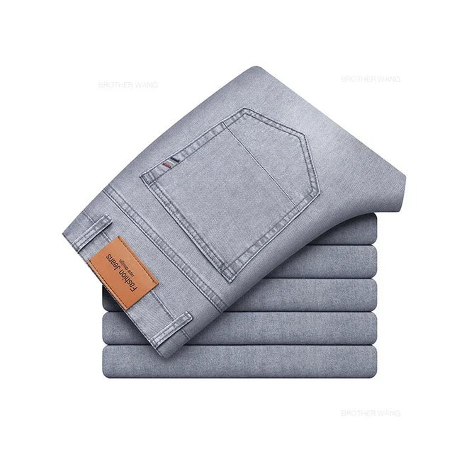Voldri Men's Lightweight Cotton Stretch Jeans - Business Casual Fit -   | Stylish & Elegant Fashion by Voldri