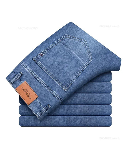 Voldri Men's Lightweight Cotton Stretch Jeans - Business Casual Fit