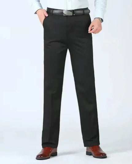 Summer Thin Autumn Thick Men's 100% Cotton Straight Suit Pants Loose Trousers Business Solid Khaki Casual Brand Clothes KOACUS -   | Stylish & Elegant Fashion by Voldri