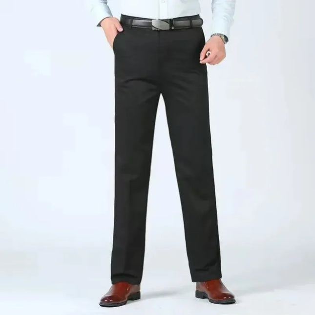 Summer Thin Autumn Thick Men's 100% Cotton Straight Suit Pants Loose Trousers Business Solid Khaki Casual Brand Clothes KOACUS -   | Stylish & Elegant Fashion by Voldri