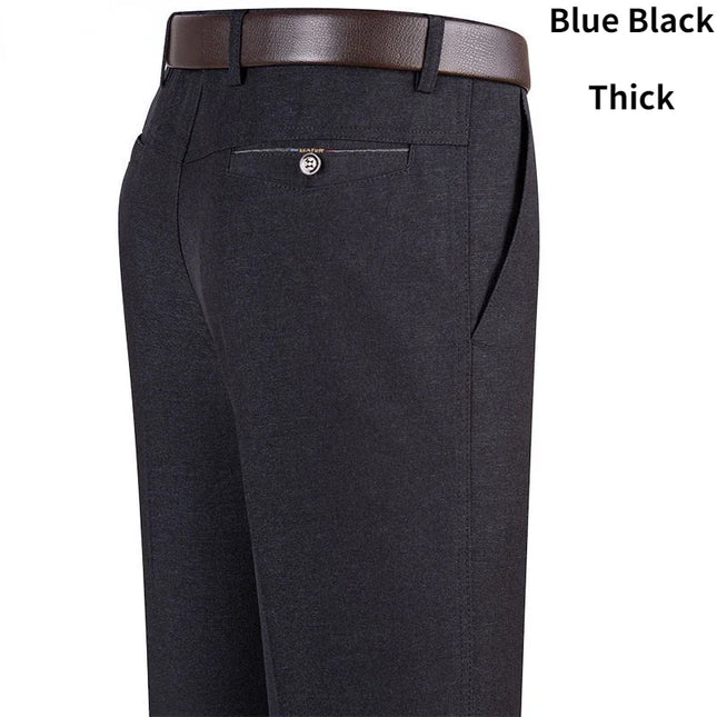 New Men's Summer Thin Business Pants Autumn Fashion Solid Gentle Thicken Casual Trousers Male Brand Suit Pant Black Gray KOACUS -   | Stylish & Elegant Fashion by Voldri