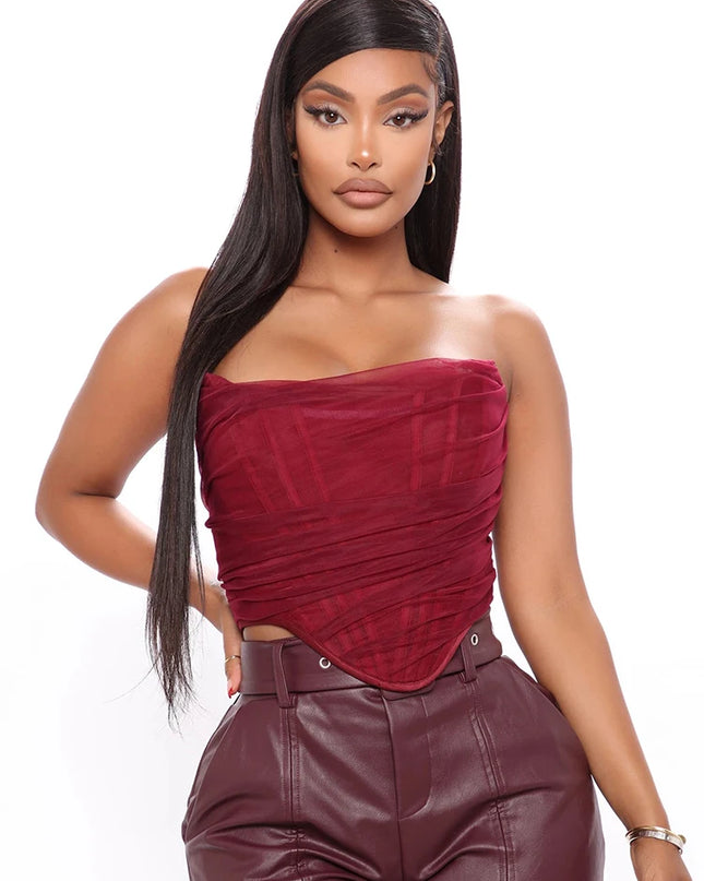 Strapless Bustier Corset Crop Top - VOLDRI