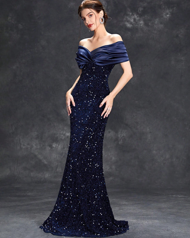 Sequin Velvet Fishtail Dress