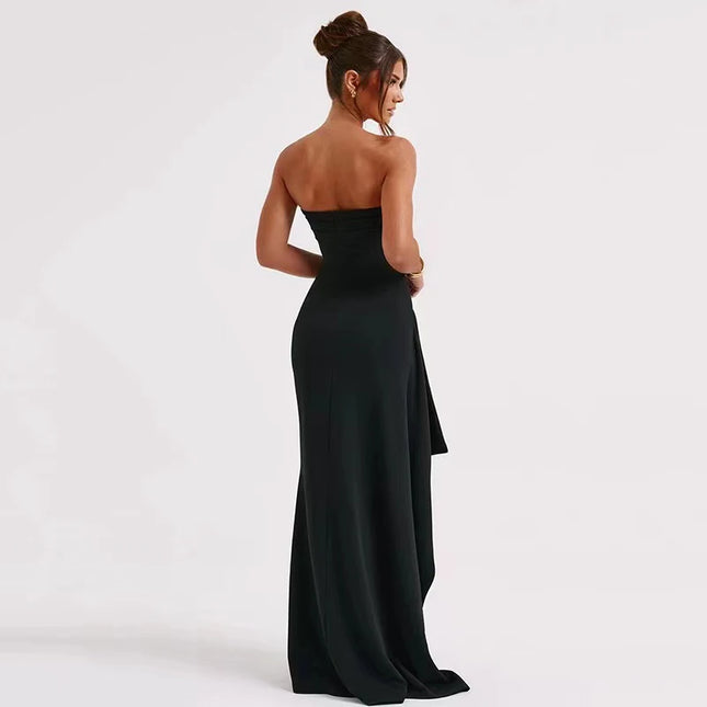 Strapless  Slit Long Dress