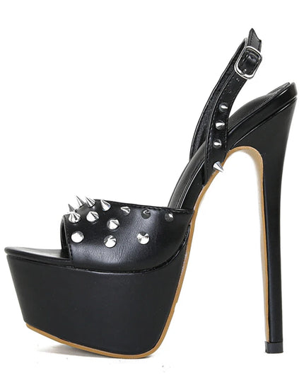 Metal Rivet Platform Sandals - VOLDRI