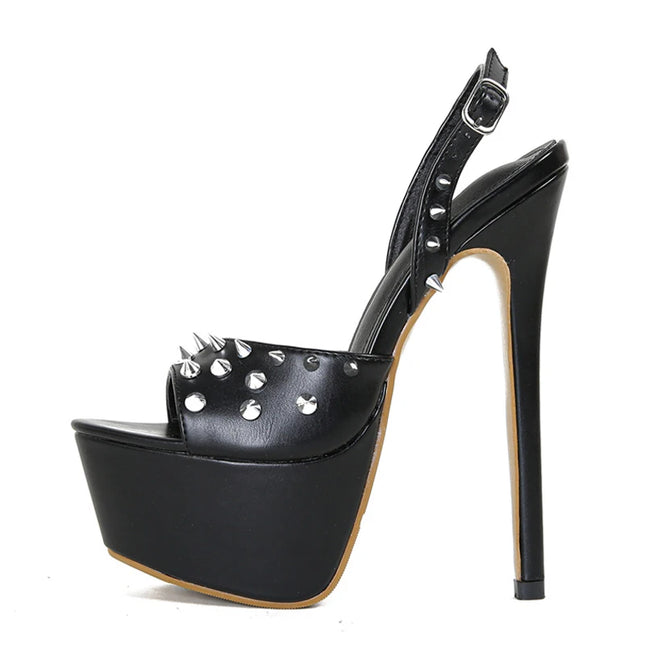 Metal Rivet Platform Sandals - VOLDRI