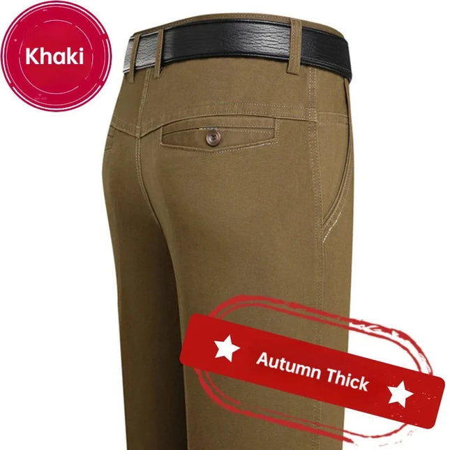 Men's 100% Cotton Autumn Thick Summer Thin Trousers Fashion Cargo Pants Smart Casual Solid Khaki Gray Brand Suit Pants KOACUS -   | Stylish & Elegant Fashion by Voldri