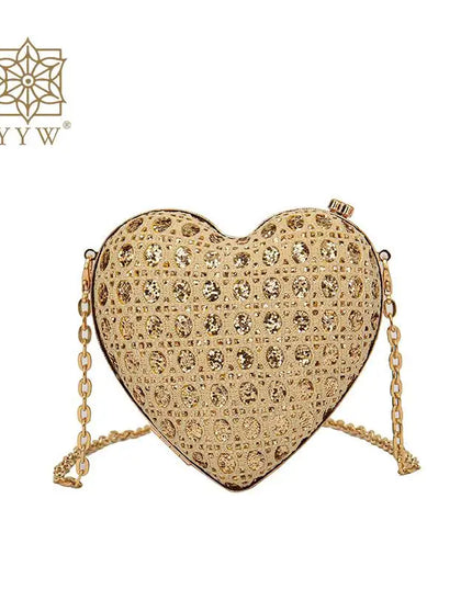 Rhinestone Love Heart Clutch - VOLDRI