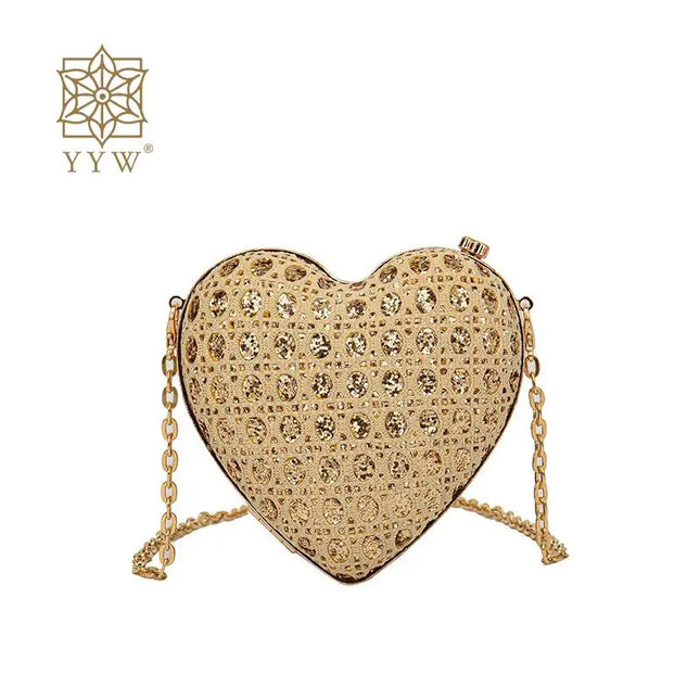 Rhinestone Love Heart Clutch - VOLDRI