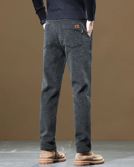 Autumn and Winter New Chenille Fabric Men's Thick Business Casual Pants Fashion Loose Straight Trousers Black Gray Camel -   | Stylish & Elegant Fashion by Voldri