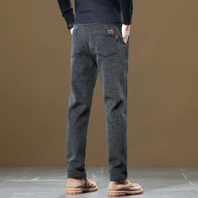 Autumn and Winter New Chenille Fabric Men's Thick Business Casual Pants Fashion Loose Straight Trousers Black Gray Camel -   | Stylish & Elegant Fashion by Voldri