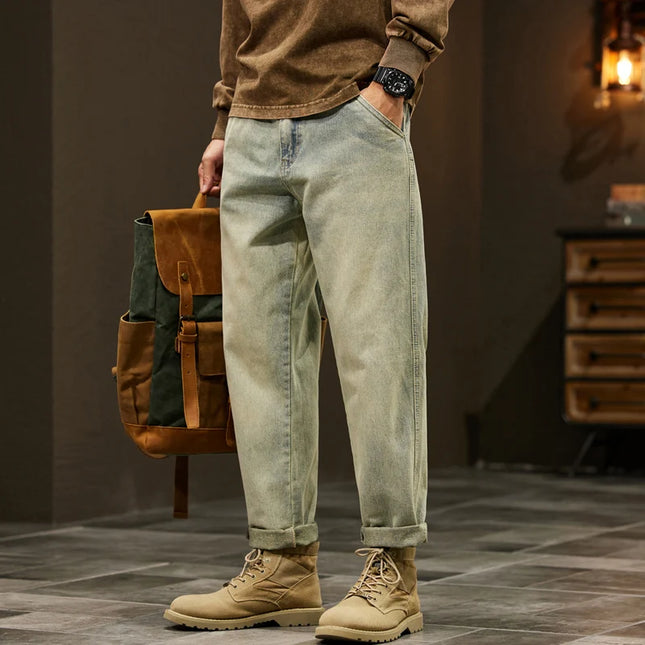 Men's 95% Cotton Jeans High Quality Loose Harem Pants Fashion Baggy Casual Outdoor Work Denim Pants Brand Men's Clothing -   | Stylish & Elegant Fashion by Voldri