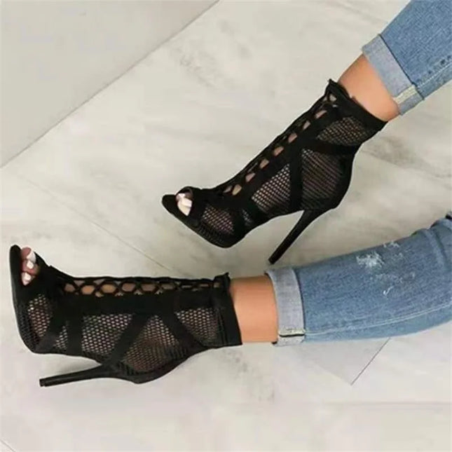 Lace-up Peep Toe Sandals