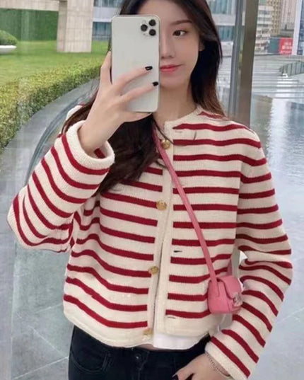 Striped Long Sleeve  Sweater - VOLDRI