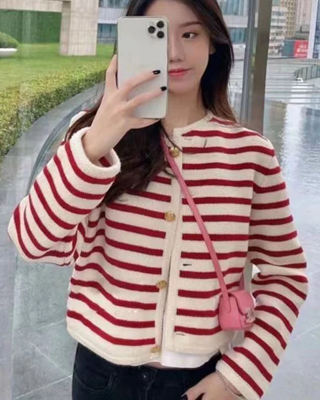 Striped Long Sleeve  Sweater - VOLDRI