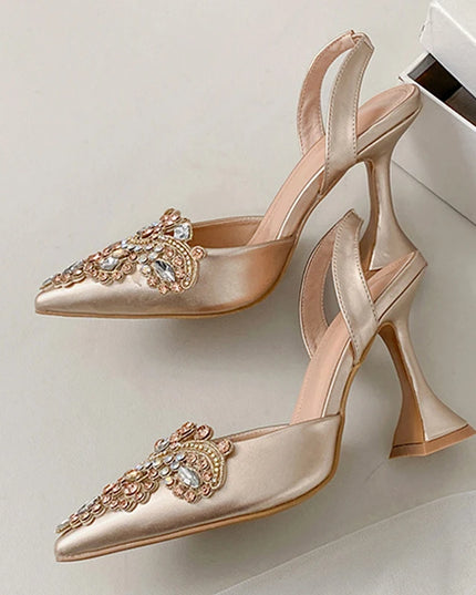 Crystal Rhinestone Pumps High Heels - VOLDRI