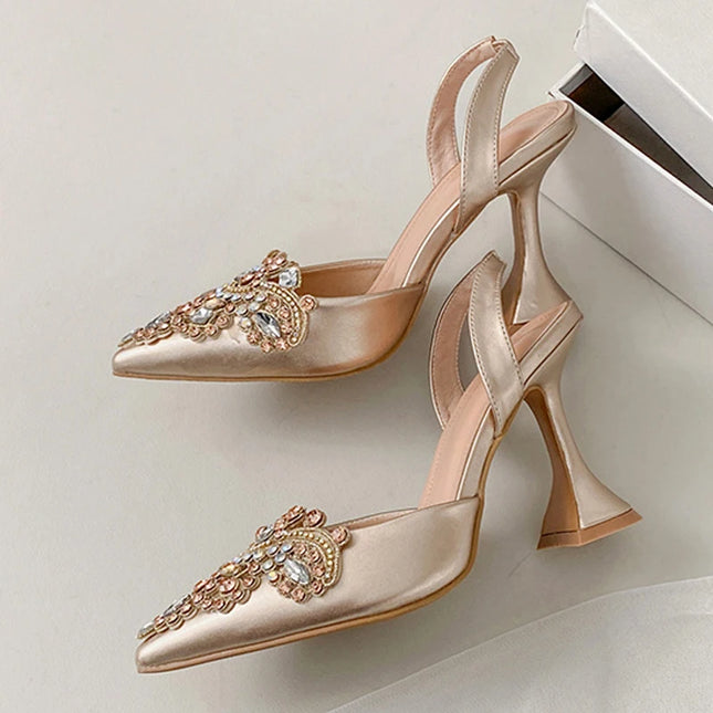 Crystal Rhinestone Pumps High Heels - VOLDRI