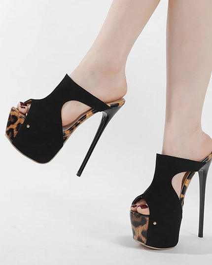 Leopard Print Peep Toe Extreme High Heels - VOLDRI