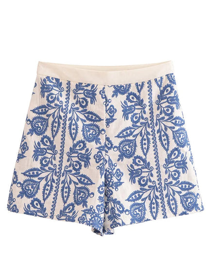 Vintage Casual Embroidery Shorts - VOLDRI