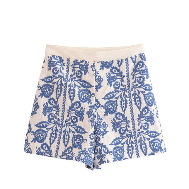 Vintage Casual Embroidery Shorts - VOLDRI