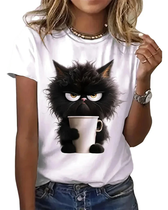 Funny Cat Print T-shirt