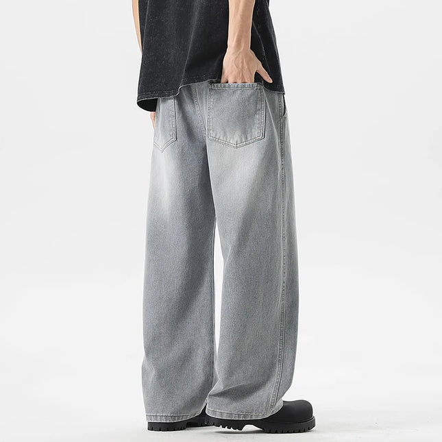 Men's Jeans American Loose Wide-leg Loose Straight Casual Trousers Street Hip-hop Baggy Jeans Black Grey  Blue Streetwear Men -   | Stylish & Elegant Fashion by Voldri