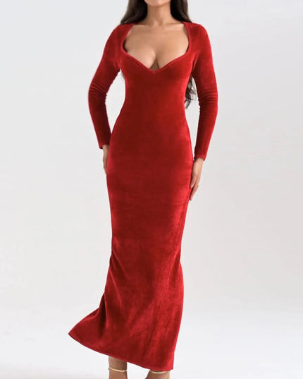 Velvet Bodycon Long Dress - VOLDRI