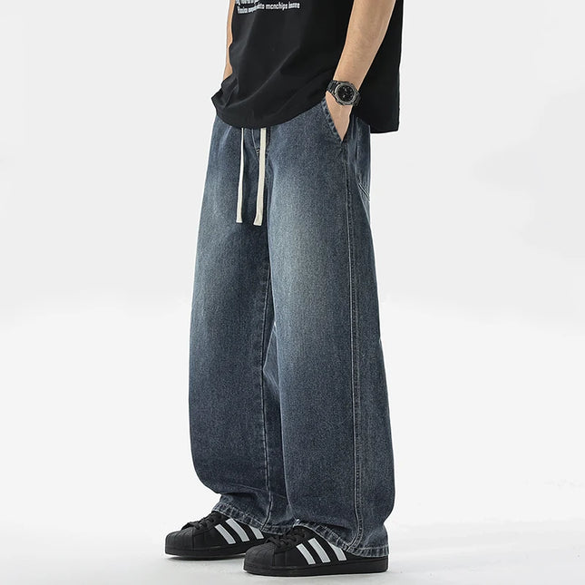 Men's Jeans American Loose Wide-leg Loose Straight Casual Trousers Street Hip-hop Baggy Jeans Black Grey  Blue Streetwear Men -   | Stylish & Elegant Fashion by Voldri