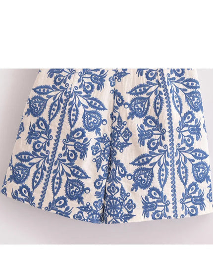 Vintage Casual Embroidery Shorts - VOLDRI