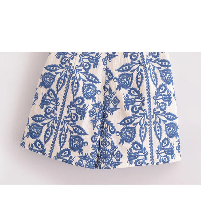 Vintage Casual Embroidery Shorts - VOLDRI