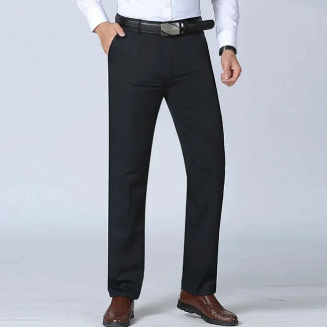 Summer Thin Autumn Thick Men's 100% Cotton Straight Suit Pants Loose Trousers Business Solid Khaki Casual Brand Clothes KOACUS -   | Stylish & Elegant Fashion by Voldri