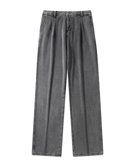 Men's Black Jeans, Classic Solid Color Loose Casual Pants, Fashionable and Versatile Baggy Straight Wide Leg Pants Gray Blue -   | Stylish & Elegant Fashion by Voldri