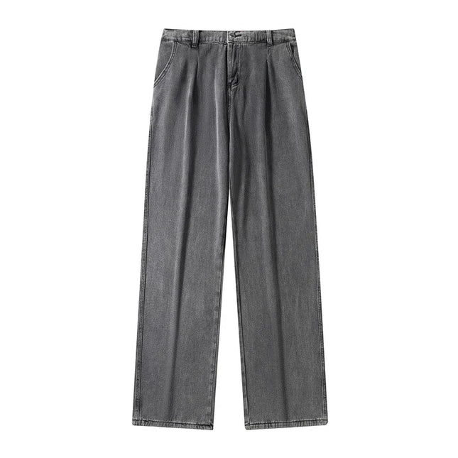 Men's Black Jeans, Classic Solid Color Loose Casual Pants, Fashionable and Versatile Baggy Straight Wide Leg Pants Gray Blue -   | Stylish & Elegant Fashion by Voldri