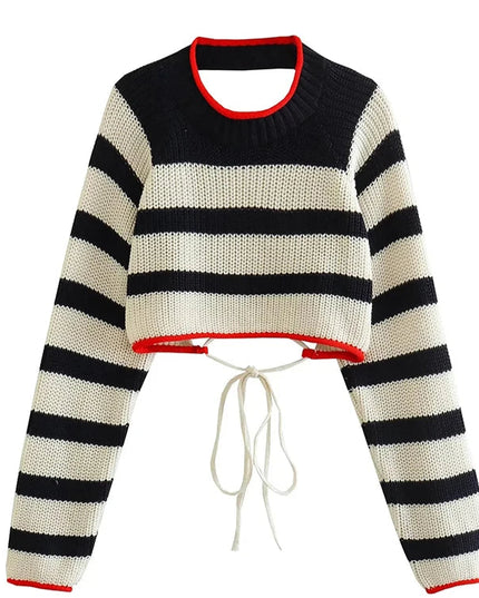 Sexy Knitted Striped Backless Sweaters - VOLDRI