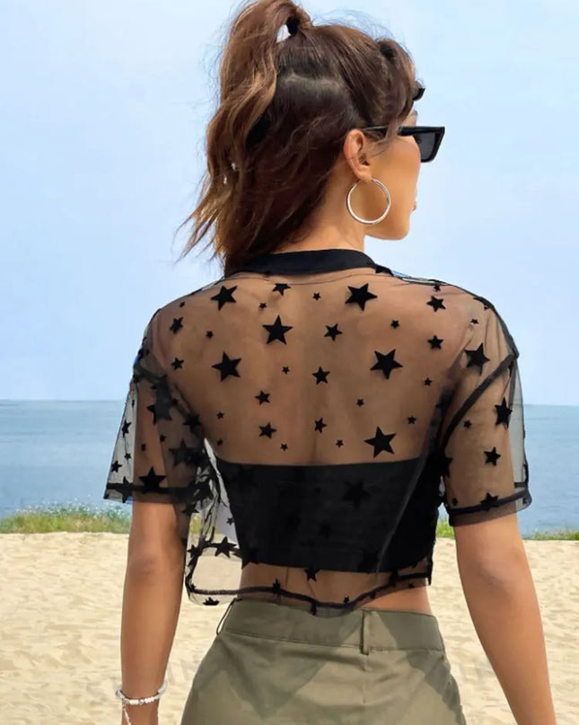 Star Print Crop Top