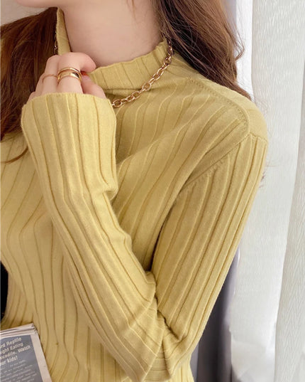 Knitted Ribbed Turtleneck Sweater - VOLDRI