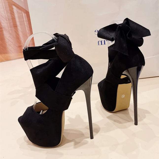 Black High Heels Stiletto Sandals - VOLDRI