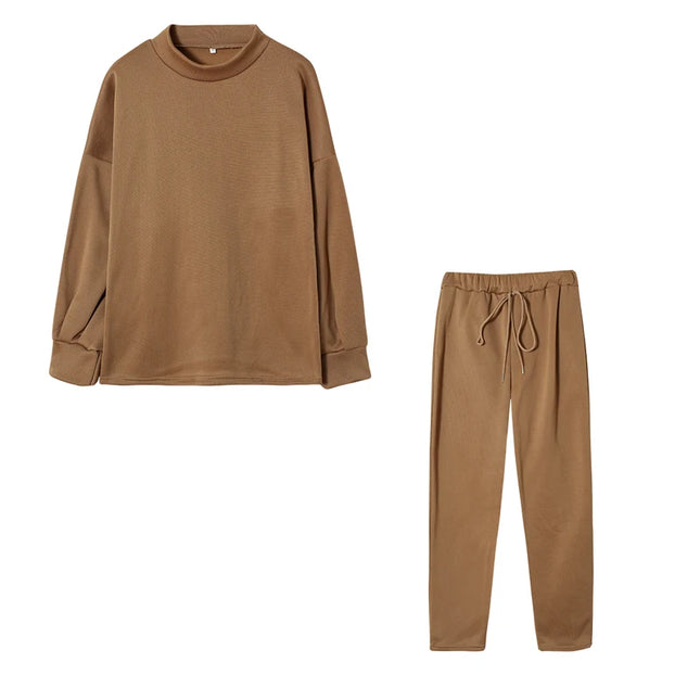 High Collar Top+ Trousers Set