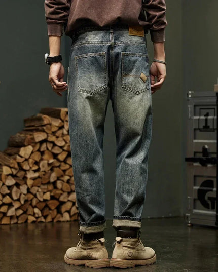 Trendy Men's Harem Pants, Fashionable Splicing Design, Retro Jeans, High Quality Men's Sports Loose Denim Brand Men's Clothing -   | Stylish & Elegant Fashion by Voldri