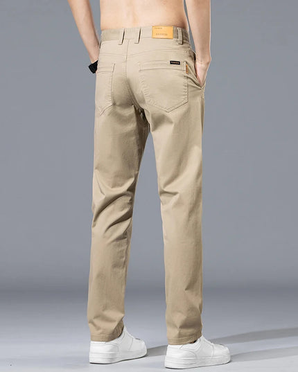 2026 Summer Clothing Smart Casual Men's Straight Cotton Stretch Pants Classic Letter Patches Lightweight mid-rise trousers -   | Stylish & Elegant Fashion by Voldri