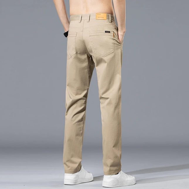 2026 Summer Clothing Smart Casual Men's Straight Cotton Stretch Pants Classic Letter Patches Lightweight mid-rise trousers -   | Stylish & Elegant Fashion by Voldri