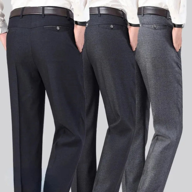 New Men's Summer Thin Business Pants Autumn Fashion Solid Gentle Thicken Casual Trousers Male Brand Suit Pant Black Gray KOACUS -   | Stylish & Elegant Fashion by Voldri
