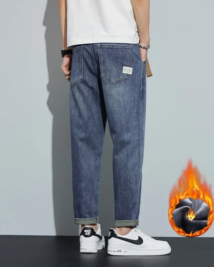 Voldri Men's Winter Fleece Jeans - Loose Fit & Straight Leg Design