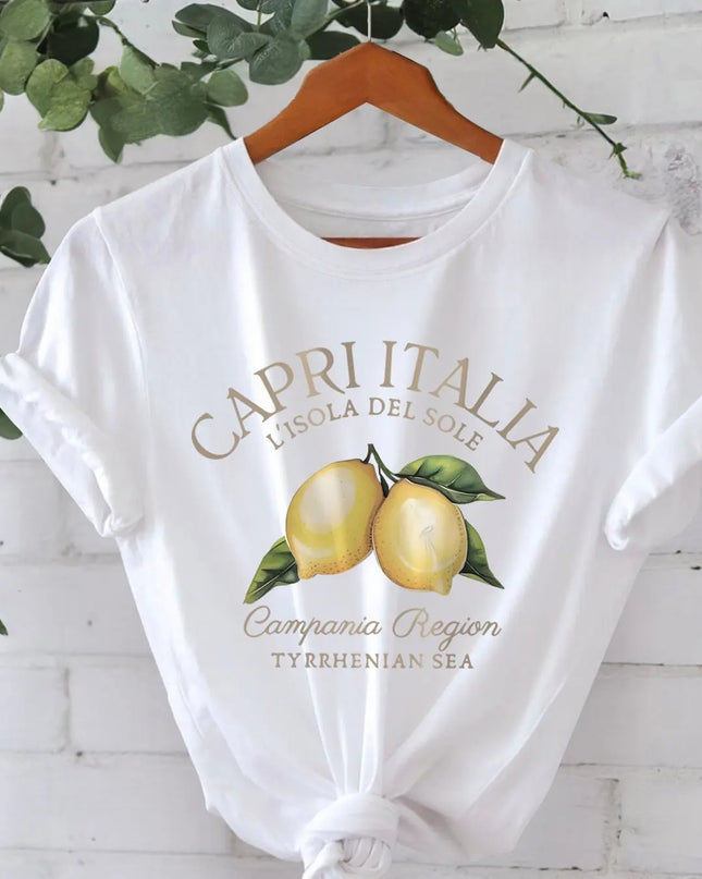 Casual Lemon Print T-shirt