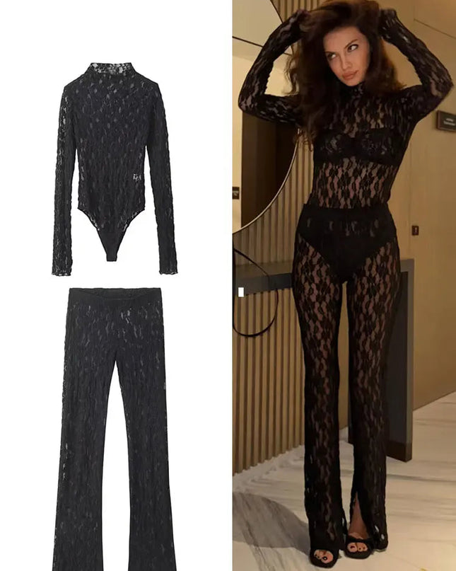 Lace Top + Pant Jumpsuit Set