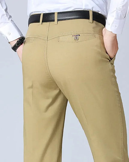 Men's 100% Cotton Autumn Thick Summer Thin Trousers Fashion Cargo Pants Smart Casual Solid Khaki Gray Brand Suit Pants KOACUS -   | Stylish & Elegant Fashion by Voldri