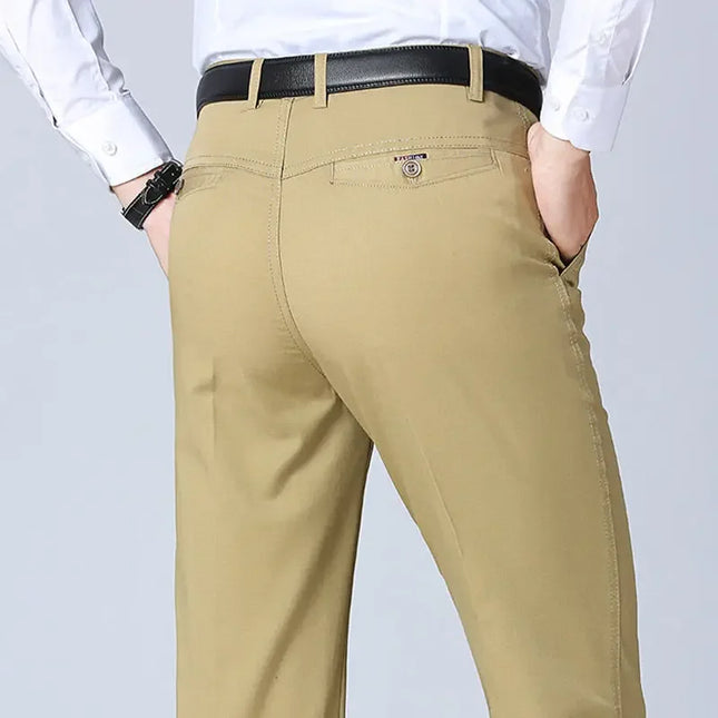Men's 100% Cotton Autumn Thick Summer Thin Trousers Fashion Cargo Pants Smart Casual Solid Khaki Gray Brand Suit Pants KOACUS -   | Stylish & Elegant Fashion by Voldri